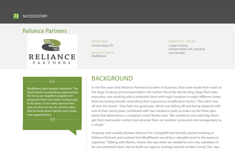 Reliance Partners Case Study Zywave