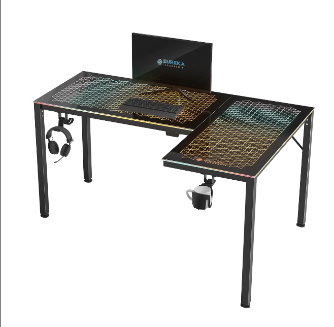 The GTGL60 60” Spectrum RGB Reversible L Shaped Glass Desk The