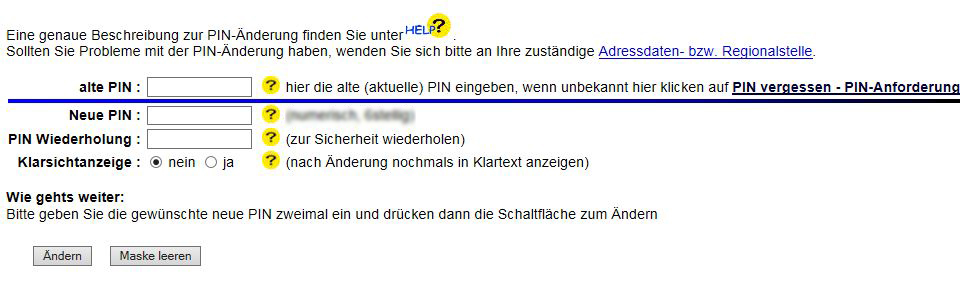 HITier Hilfe zu PIN ändern