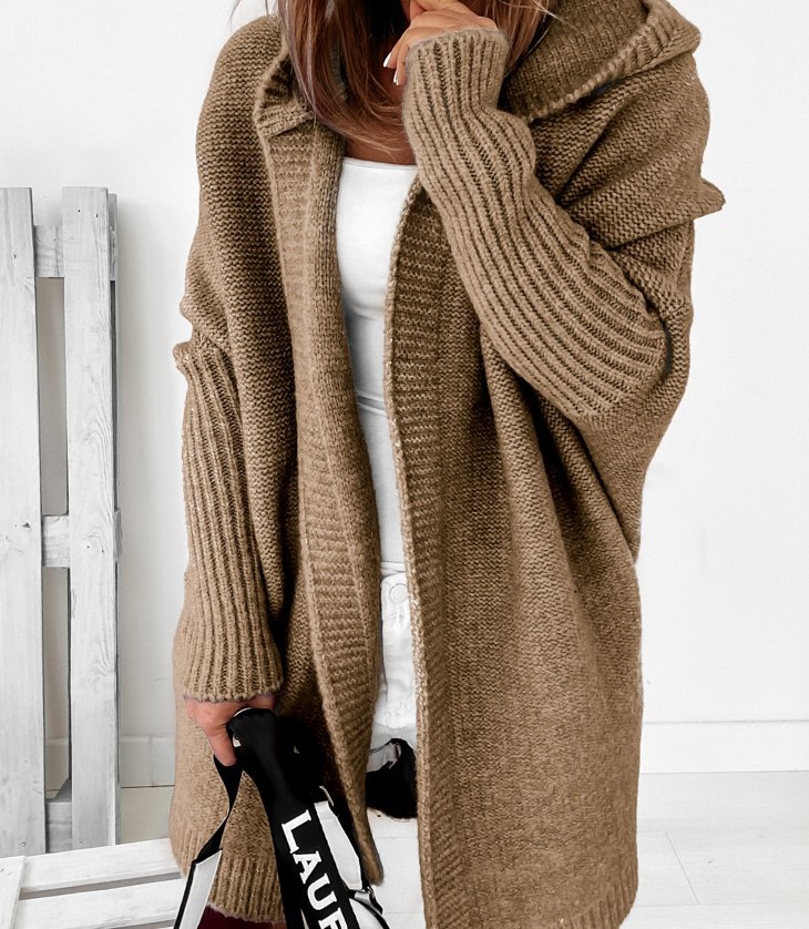 DAMEN STRICKMANTEL LANG CARDIGAN BLOGGER MANTEL OVERSIZE CAPE