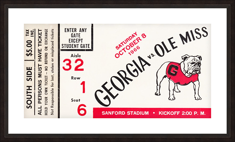 1966 Ole Miss vs. Football Ticket Canvas Row One Brand