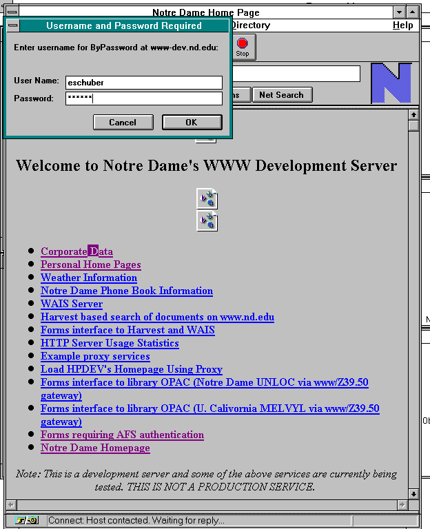 Access to Corporate Gopher using Authenticated  Proxy