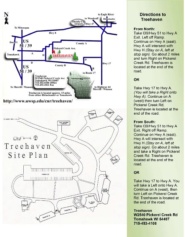 Directions Treehaven UWSP