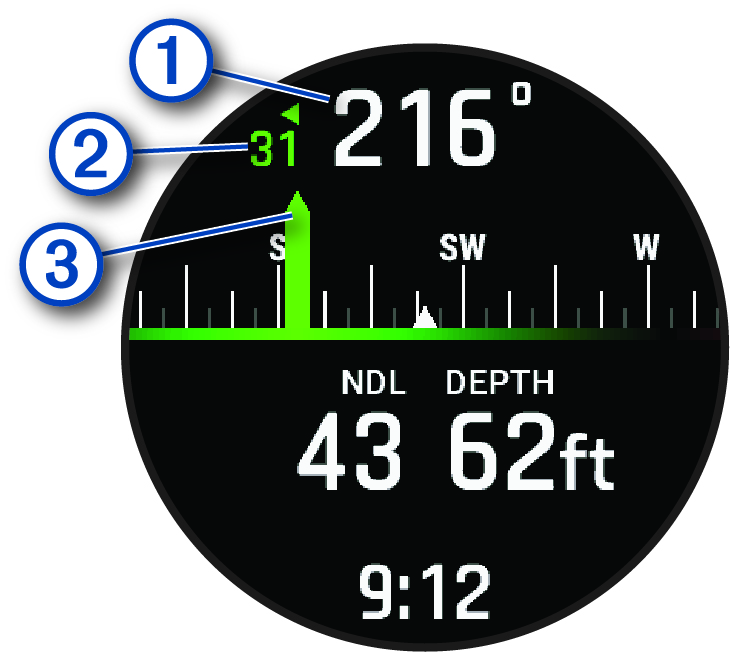 Descent Mk3 Series Owner's Manual Navigating with the Dive Compass
