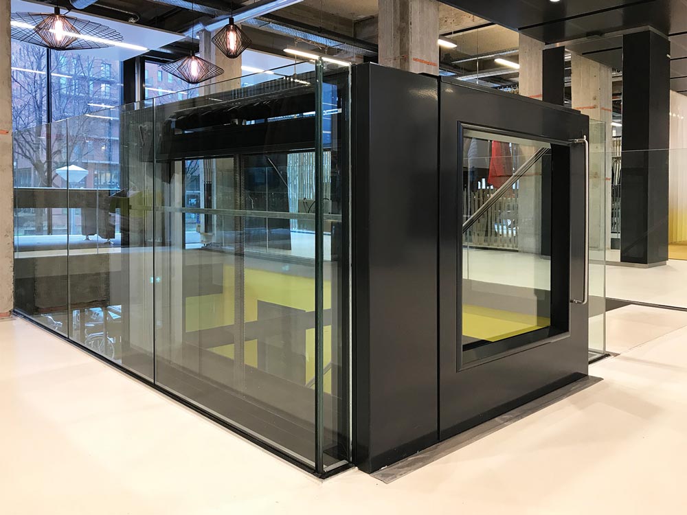 Customised lift design Cibes Lifts Elegant office lift