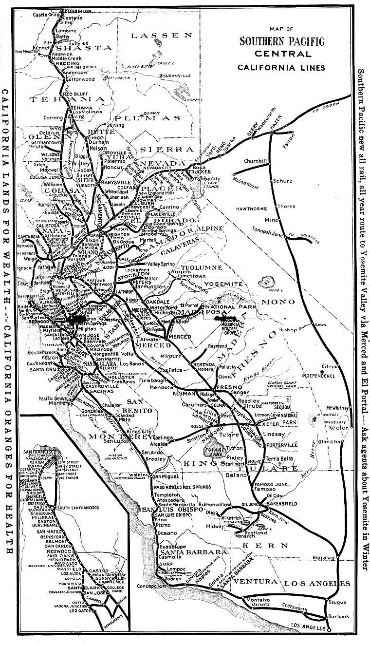 Central Pacific Railroad Line To San Francisco Map Historical Railroad Maps & Timetables, Page 1 Wx4 Collection