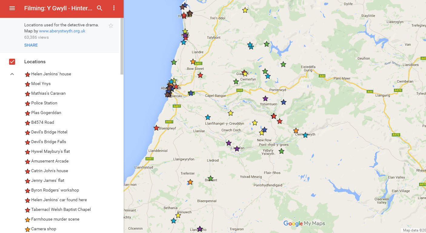 Hinterland Filming Location Map Wye View
