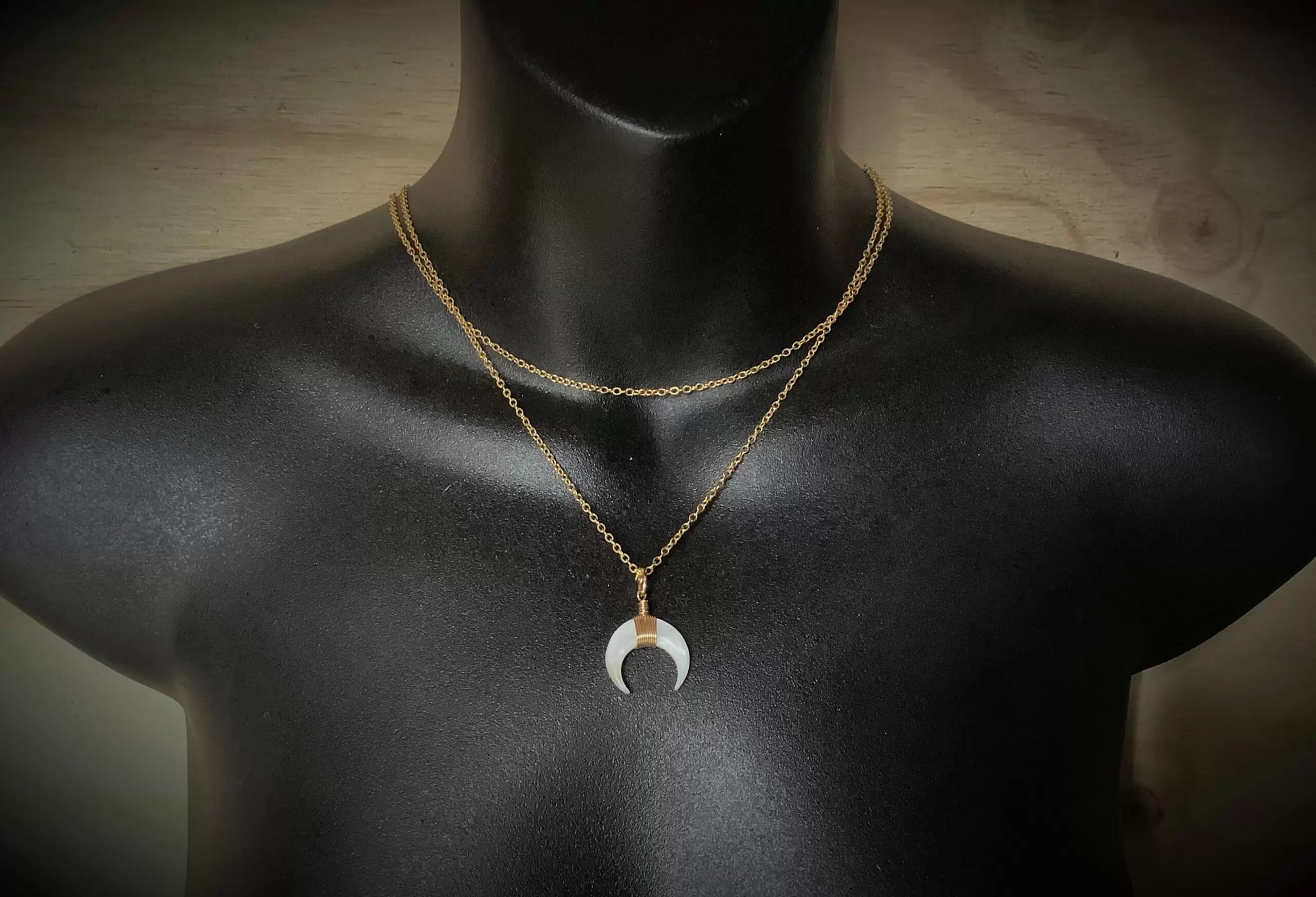Mother of Pearl Crescent Moon Necklace Wyldling