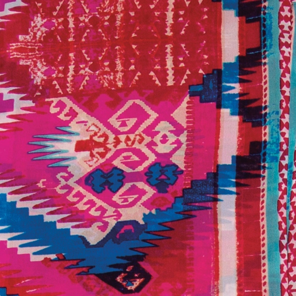 Pink and Blue Aztec 6 Silk Scarf Wyoming Traders