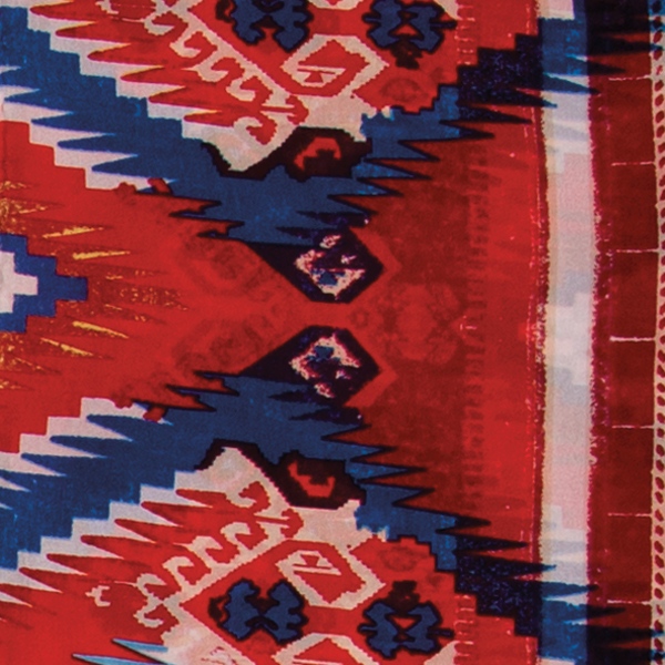 Red and Blue Aztec 4 Silk Scarf Wyoming Traders