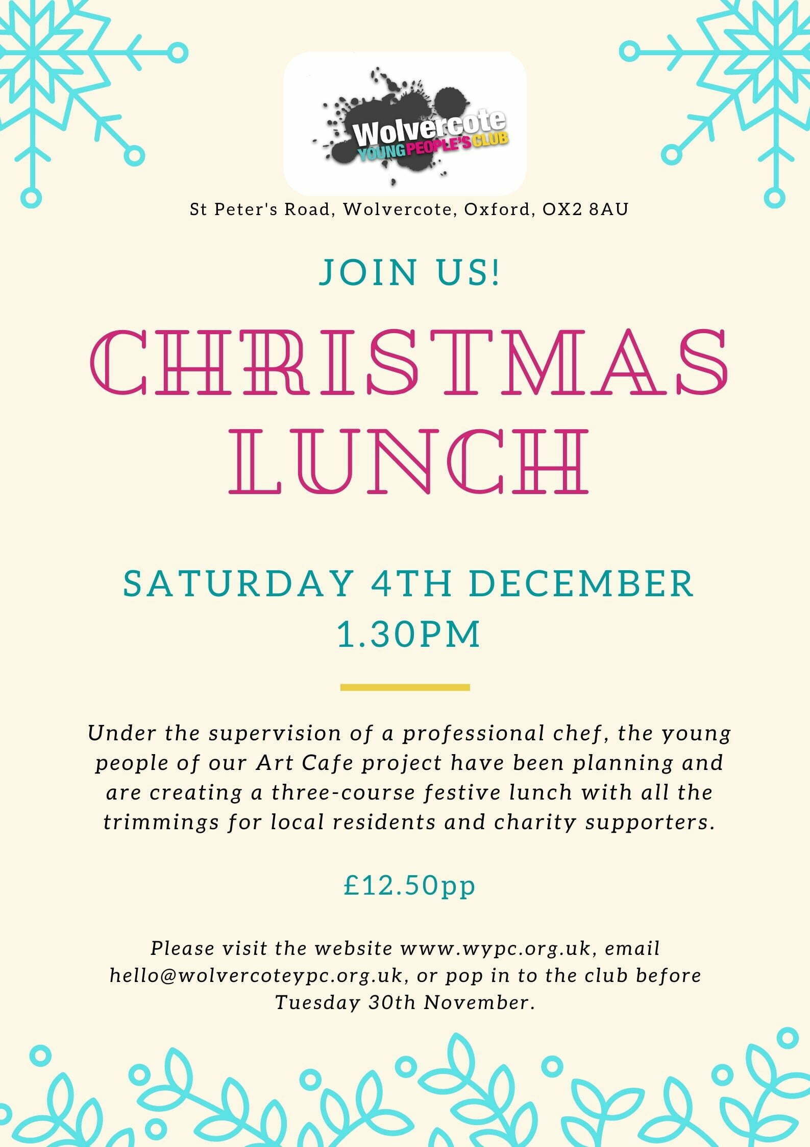 Christmas Lunch 2021 Wolvercote Young People's Club
