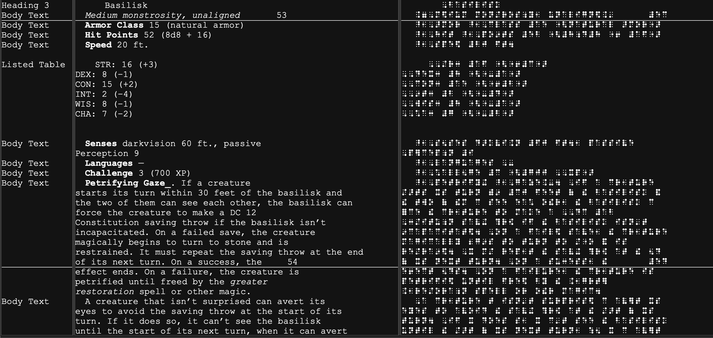 basilisk_brailleblaster Wyrmworks Publishing