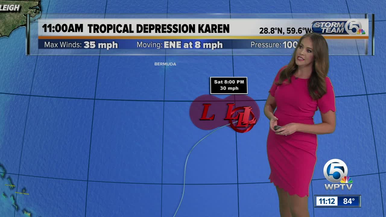 Karen weakens to a depression
