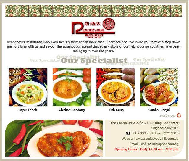 Rendezvous Restaurant Hock Lock Kee Nasi Padang, Western Sumatran cuisine