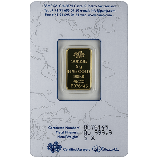 Buy 5 GRAM GOLD BAR PAMP 5 GRAM GOLD BAR PAMP For Sale St. Joseph