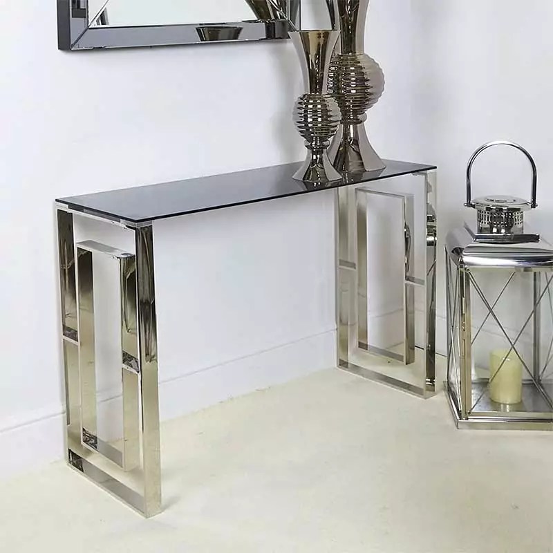 Smoked Glass Console Table 120CM Lighting and Interiors