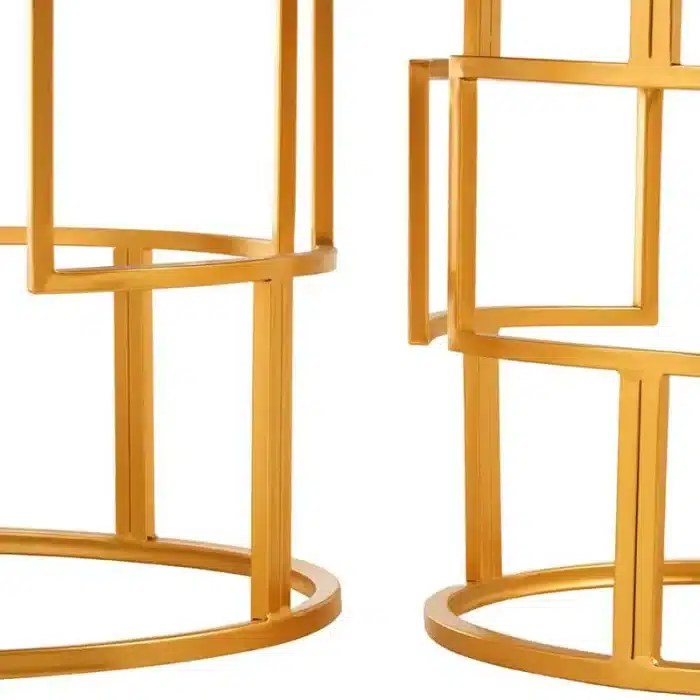 Set of 2 Gold Round Side Tables Lighting and Interiors