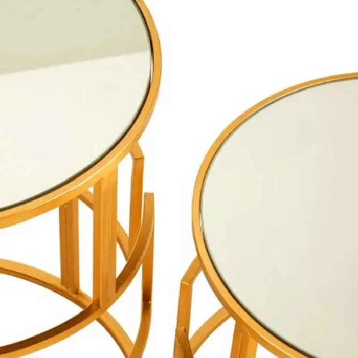 Set of 2 Gold Round Side Tables Lighting and Interiors