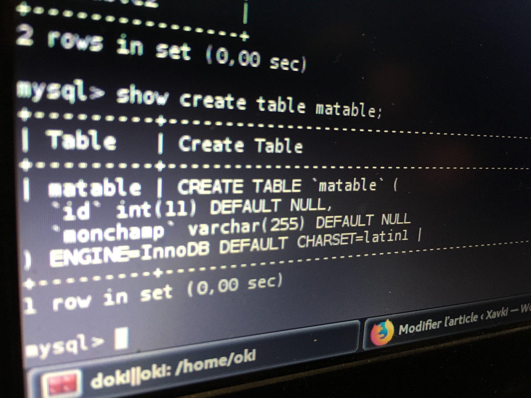 [Mysql] comment générer le sql pour recréer un table ? Xavki