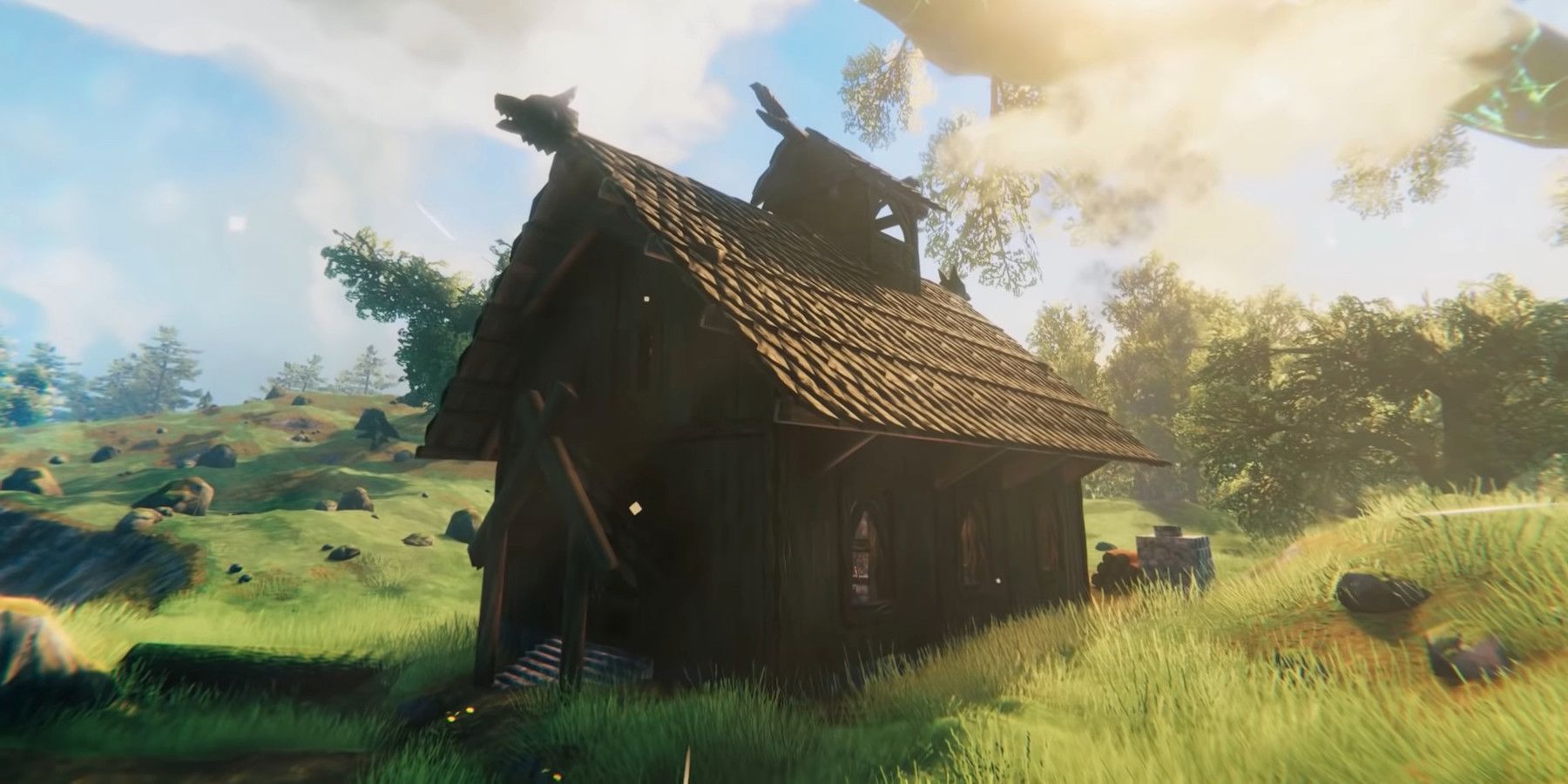 Valheim Wie man Gebäude aus dunklem Holz baut