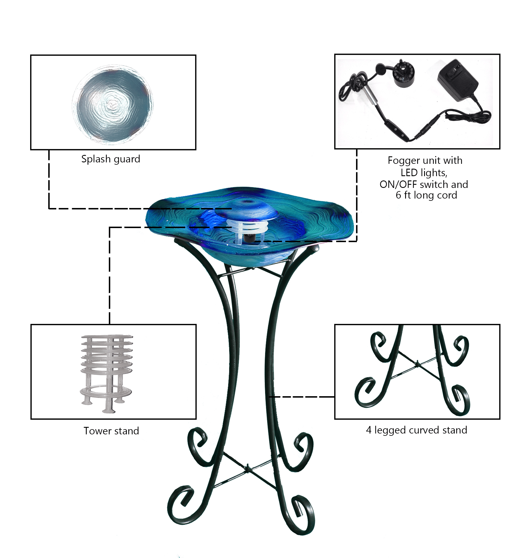 Floor Aromatherapy Mist Fountain/Aroma Diffuser (FM102BL) XBrand