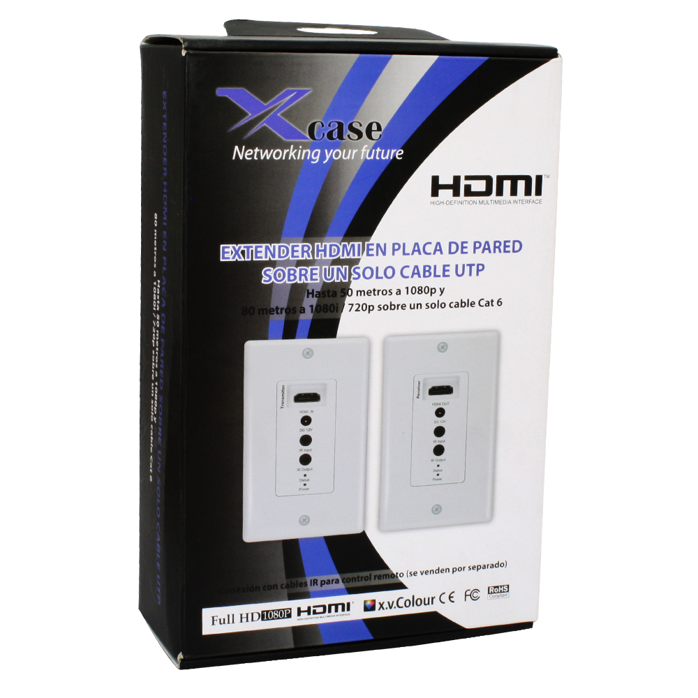 Extender HDMI en placa de pared sobre 1 cable UTP, hasta 50.0 metros