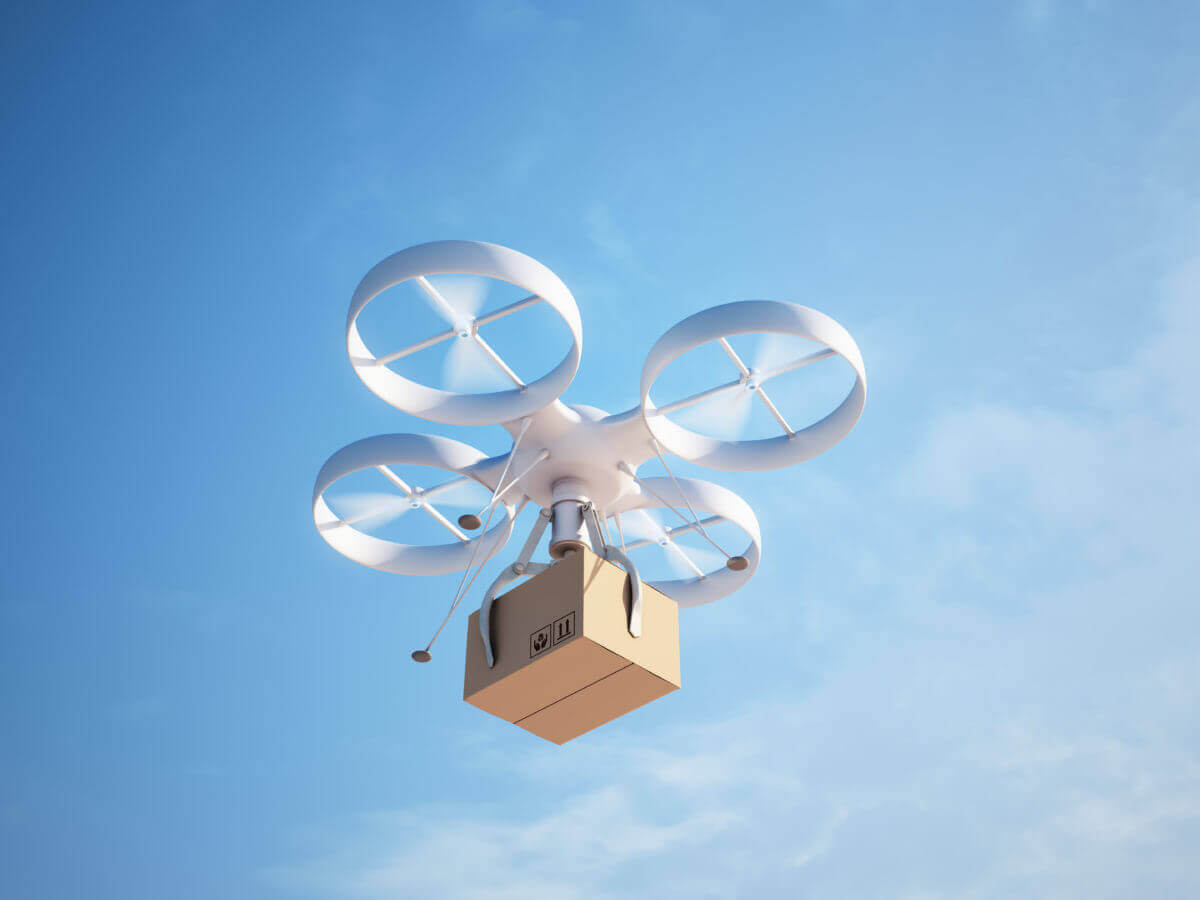 Drone delivering a package Xcel Delivery