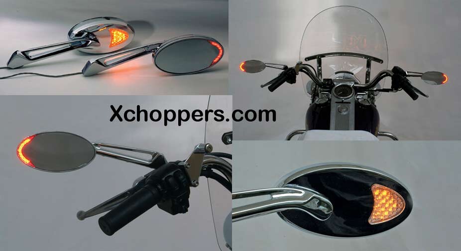 Rivco Custom LED Lighted Turn Signal Motorcycle Mirrors