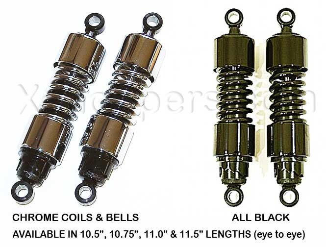 MB Prod. VTX Gas Shocks in Chrome or Black 10.5" 11