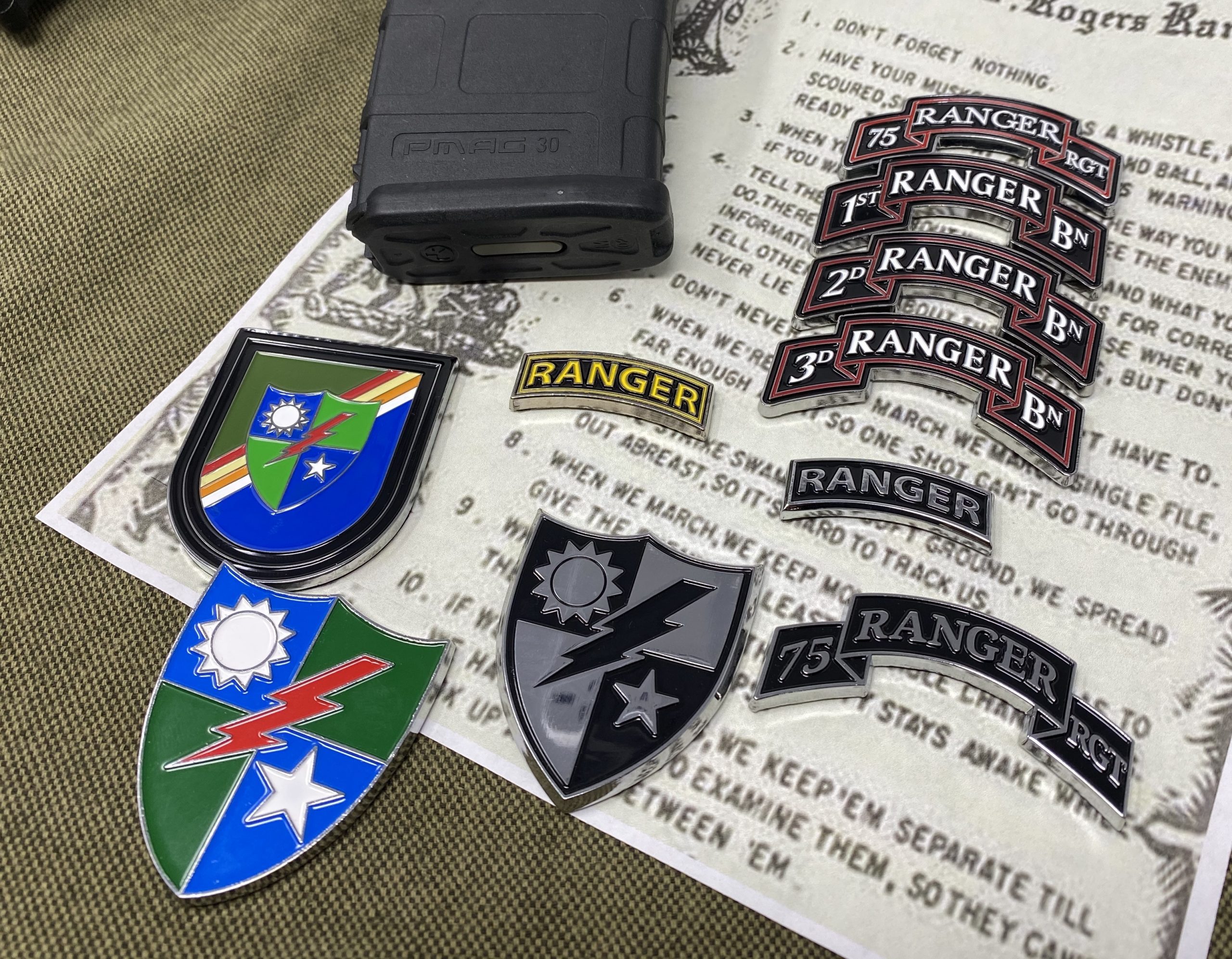 Ranger Scroll 75th Ranger Regiment version Color 2.5″ Car Badge