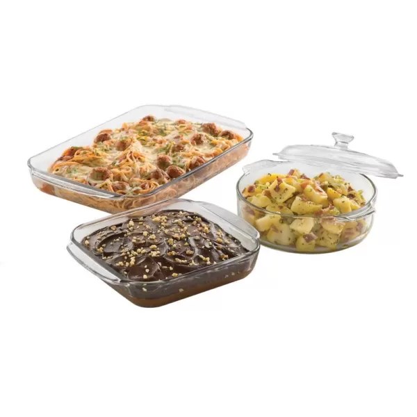 Libbey Baker’s Basics 3Piece Glass Bake Set with Cover XDC Depot