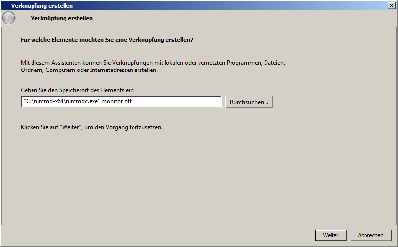 Monitor in Standby per ShortCut/Hotkeys unter Windows 7
