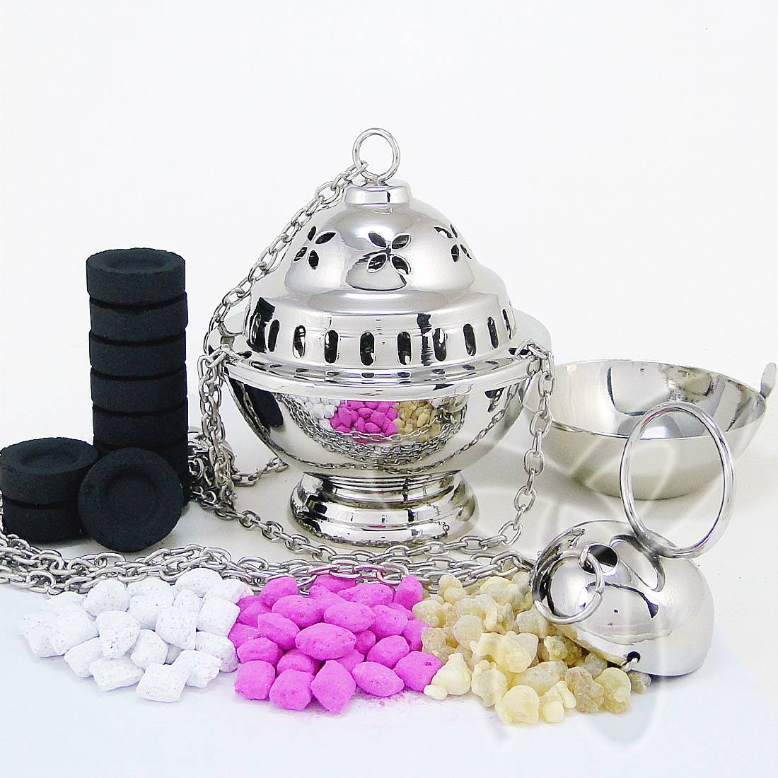 Handmade Censer Set Brass church incense burner thurible altar