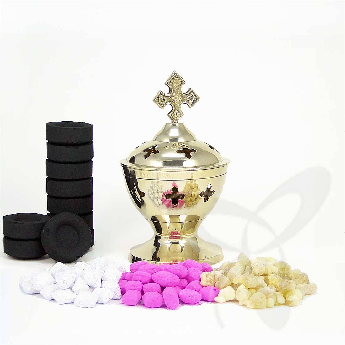 Handmade Censer Set Brass church incense burner thurible altar