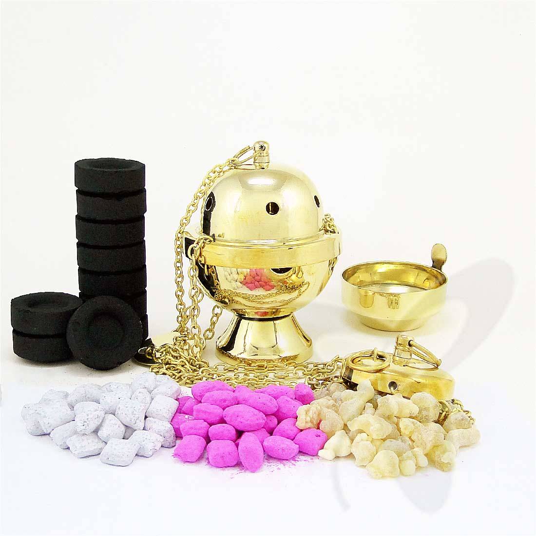 Handmade Censer Set Brass church incense burner thurible altar