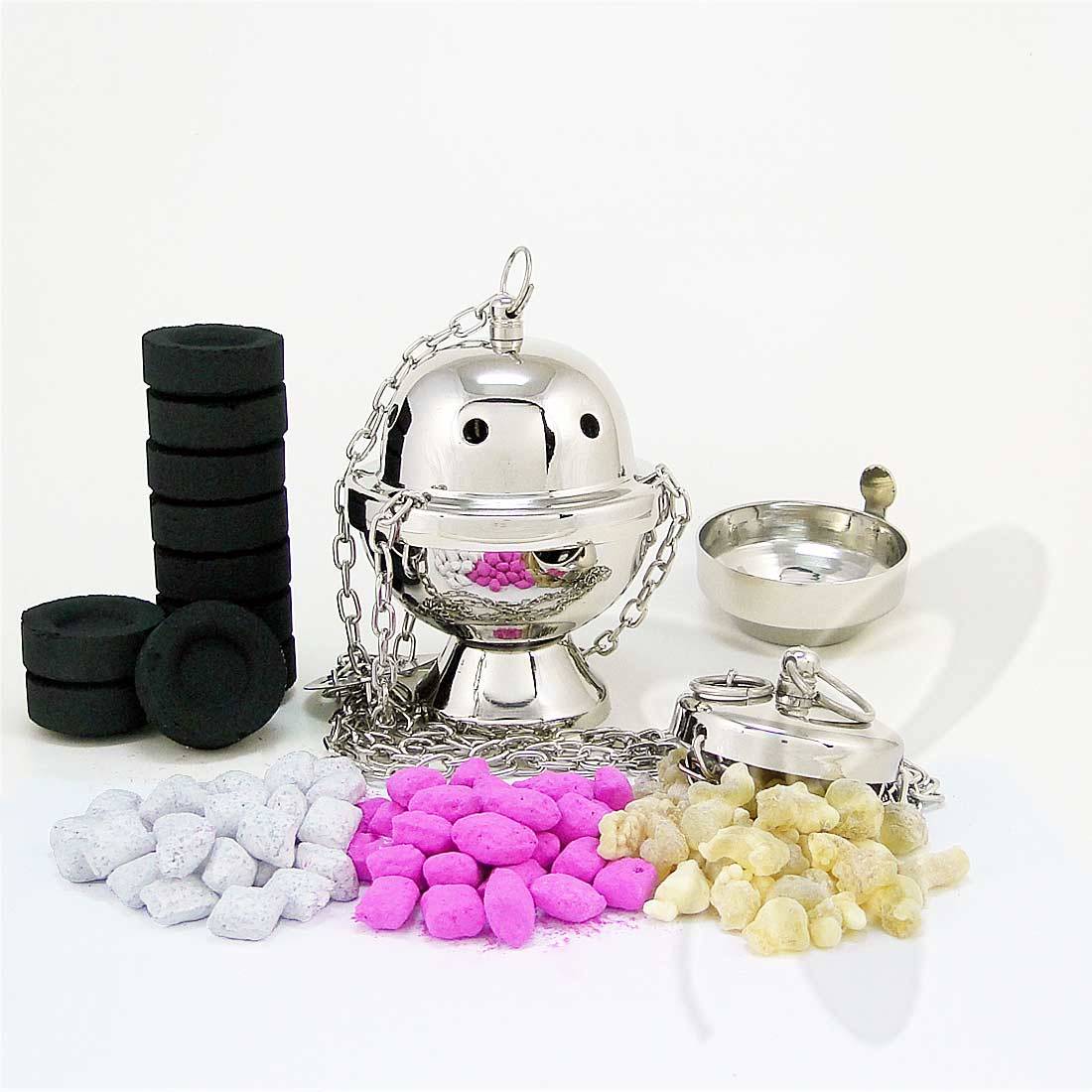 Handmade Censer Set Brass church incense burner thurible altar