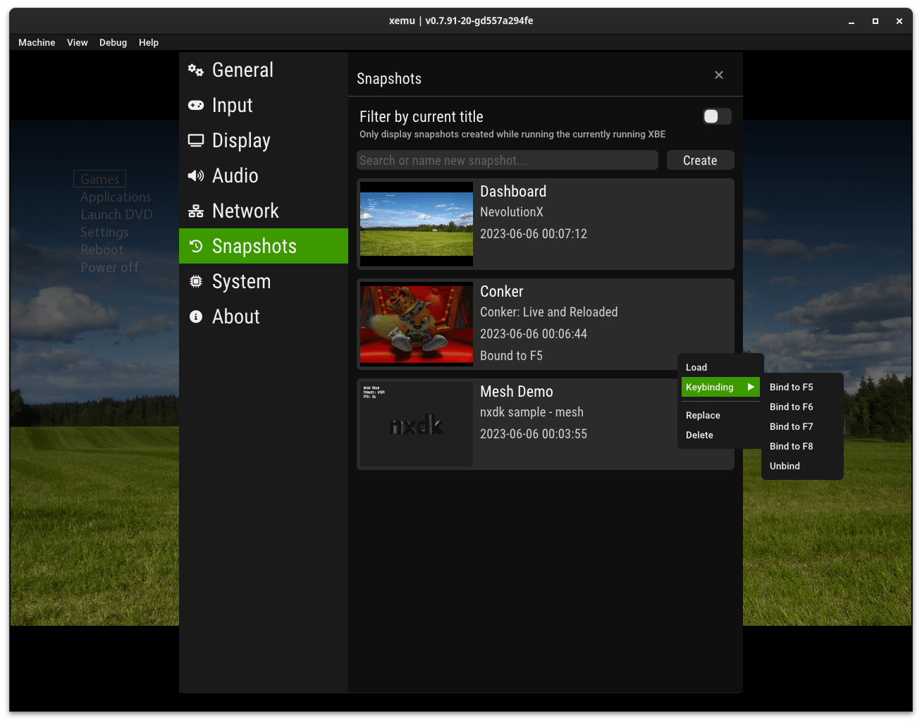 Snapshots (Save States) xemu Original Xbox Emulator