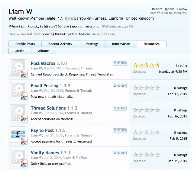 Update browser history when using tabbed content XenForo community