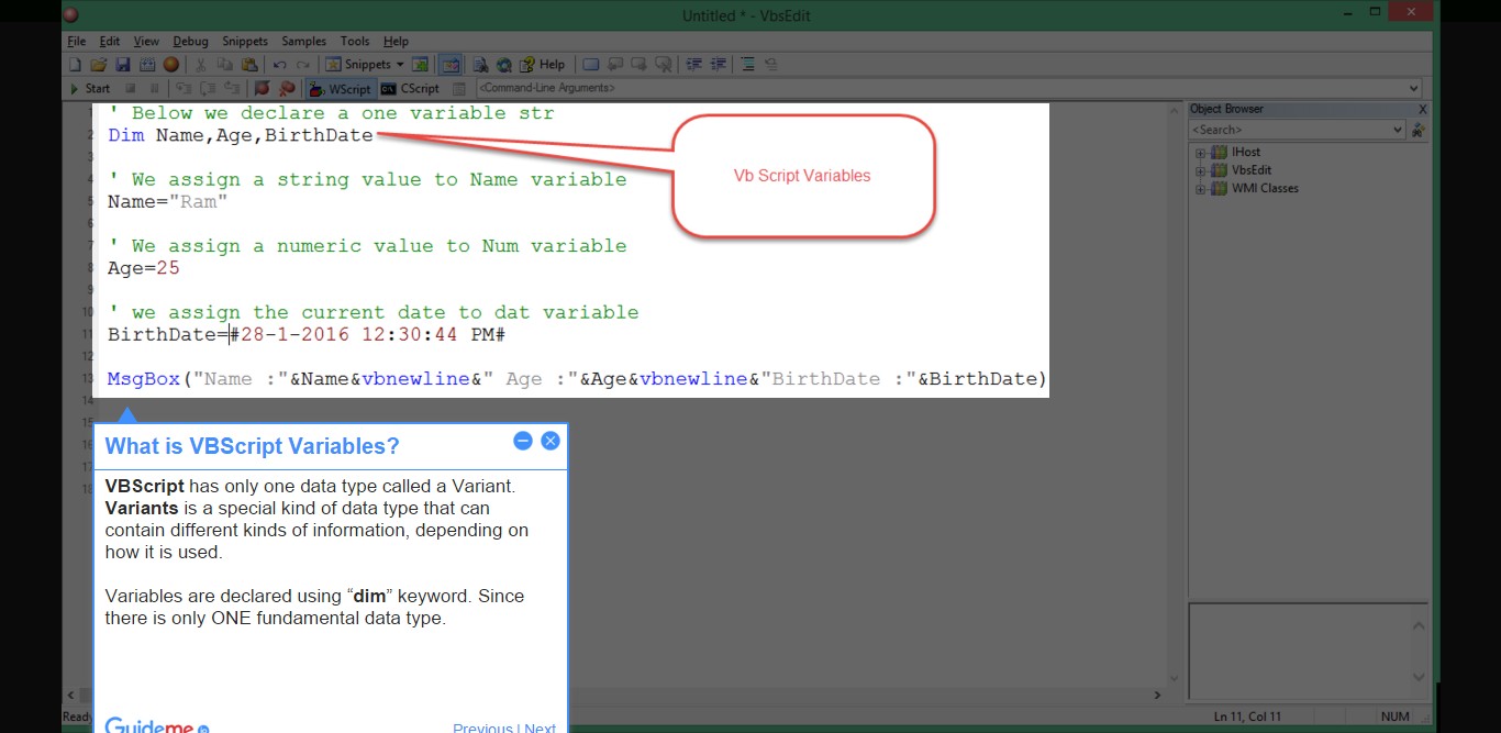 VBScript Variables Learn VBScript Step by Step