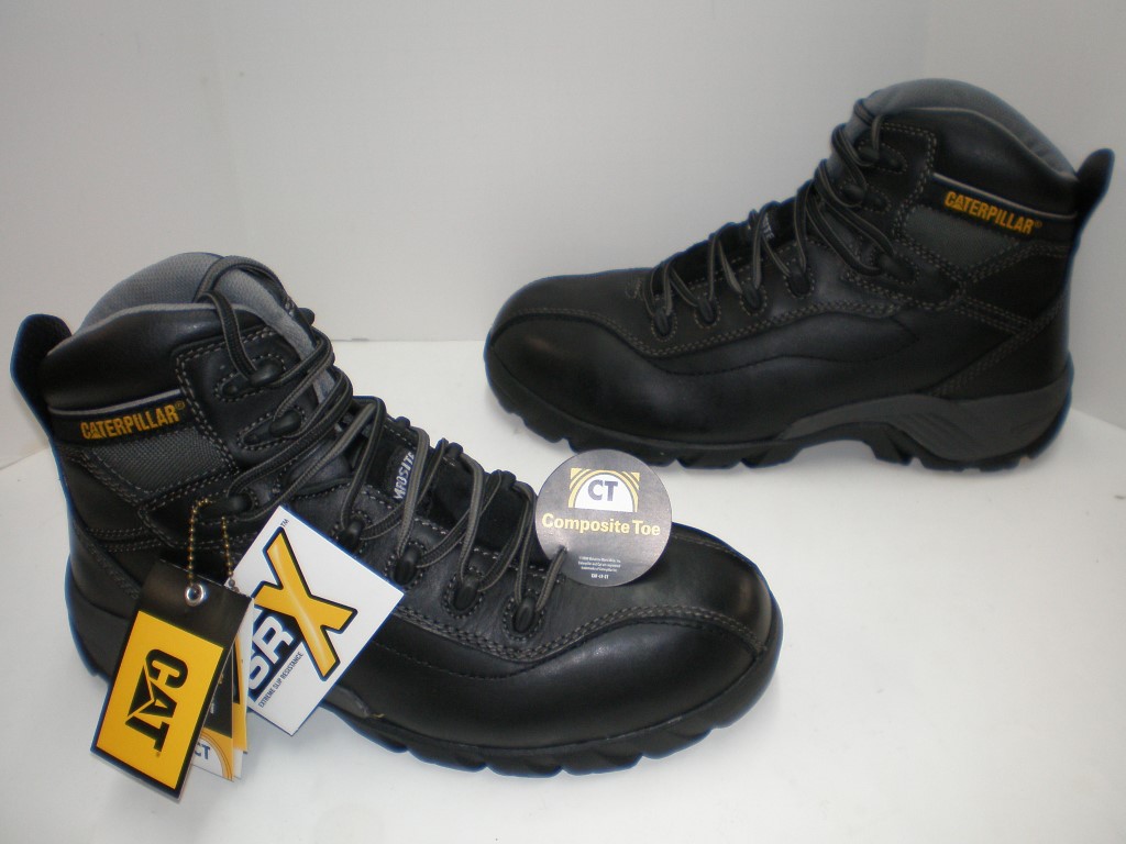 Mens Caterpillar Nitrogen CT Slip Resistant Composite Toe Work Boots Black M + W