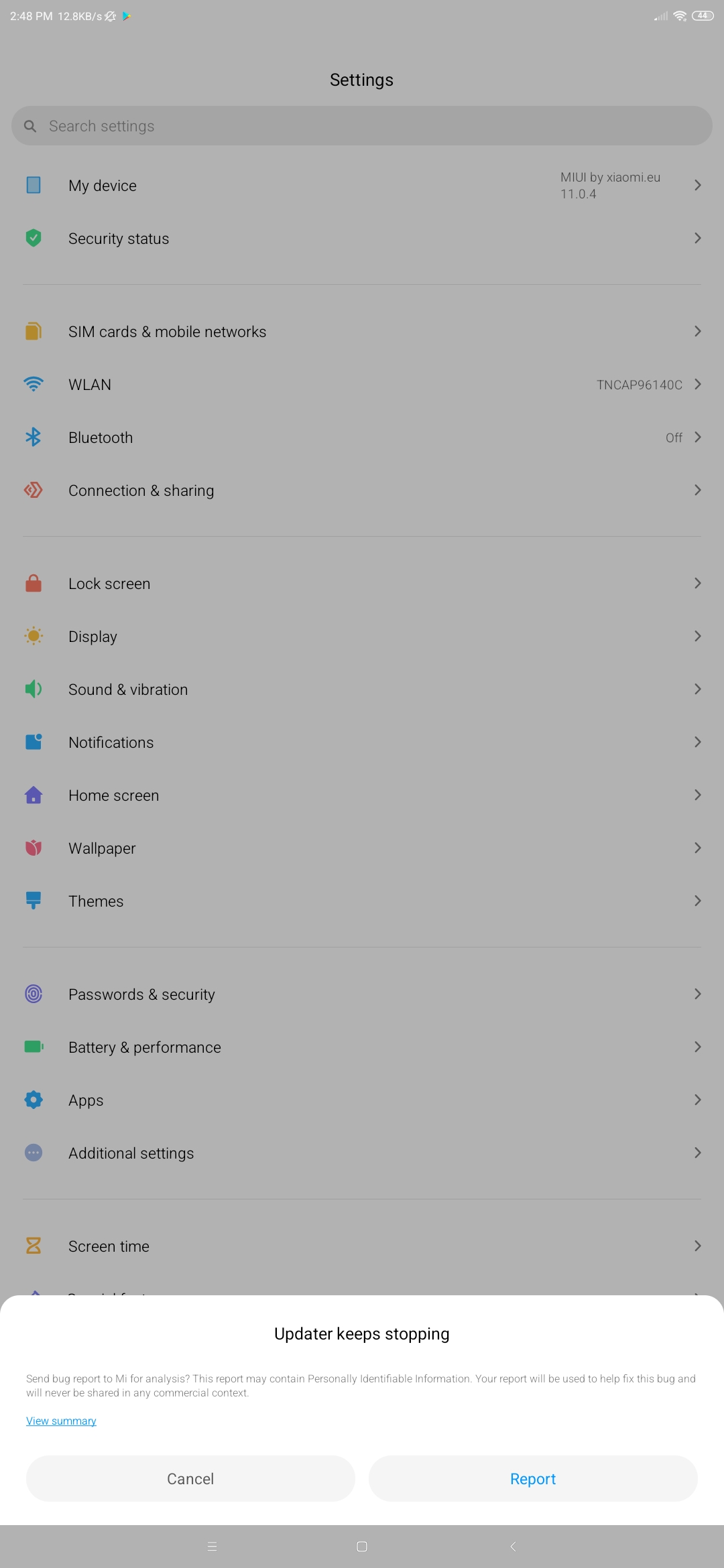 Updater keeps stopping !! Unofficial Xiaomi European Community MIUI