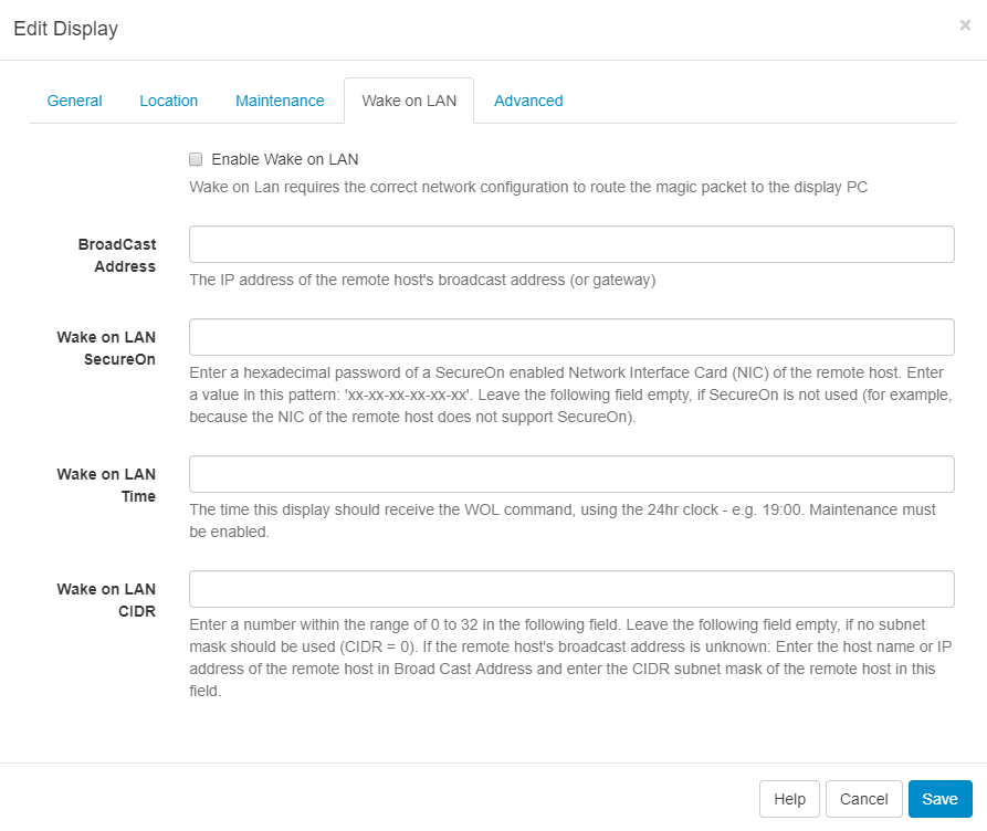 Configure Wake on LAN Xibo Digital Signage