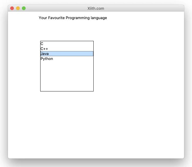 Python Tkinter program for Listbox