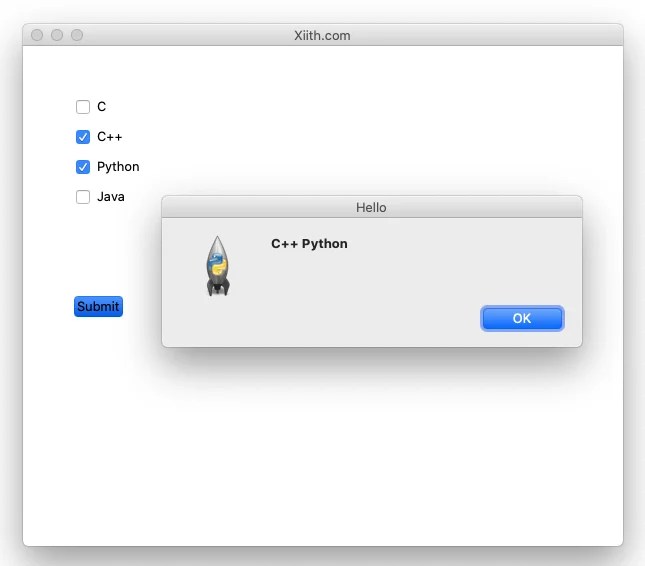 Python Tkinter program for Checkbutton with Button event handling