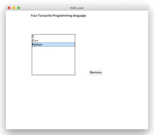 Python Tkinter program to remove the selected item from Listbox