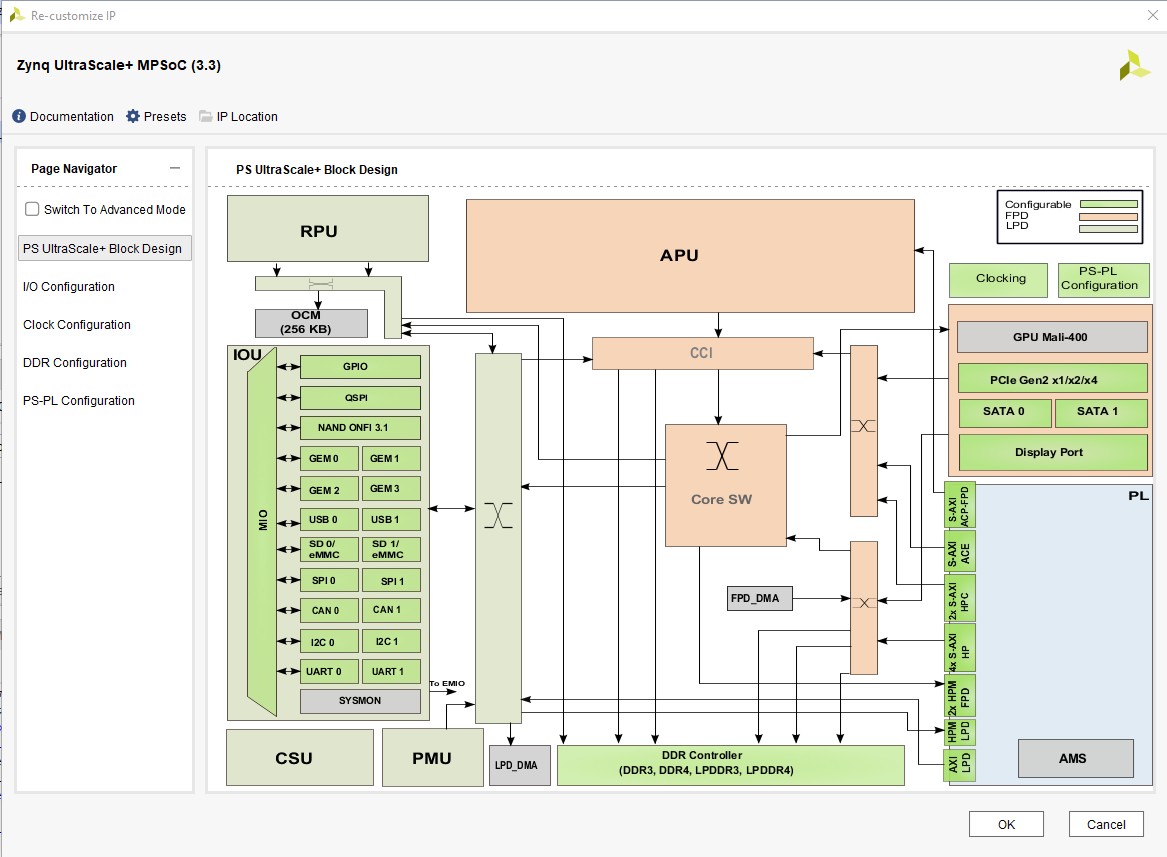Zynq UltraScale+ MPSoC Processing System Configuration with Vivado