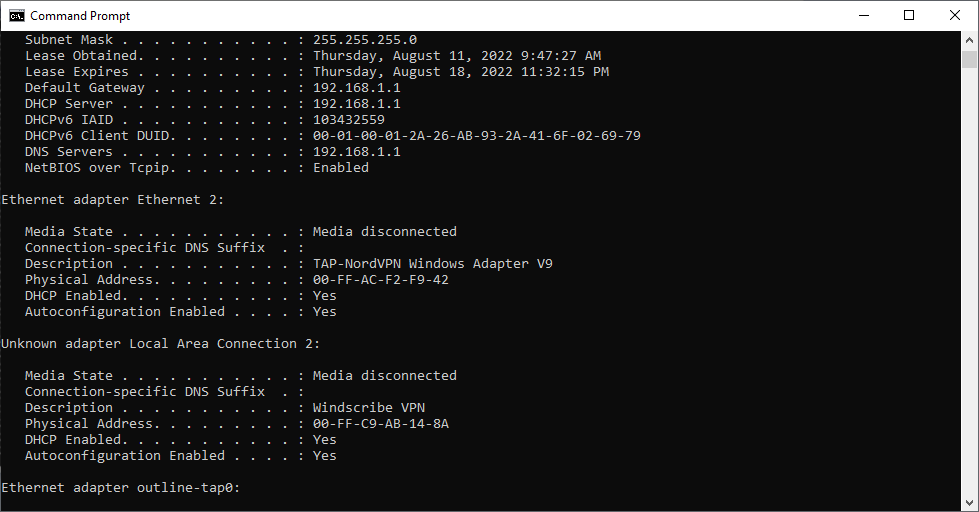 Using Windows ipconfig Command KB