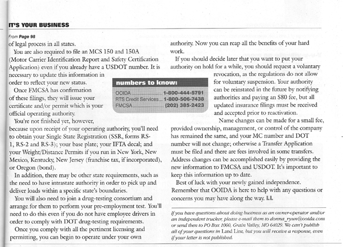 Taking control with your own operating authority