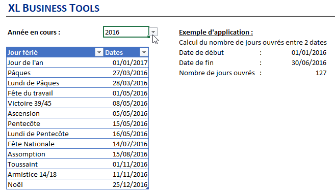 Calculer les dates des jours fériés automatiquement sous Excel XL