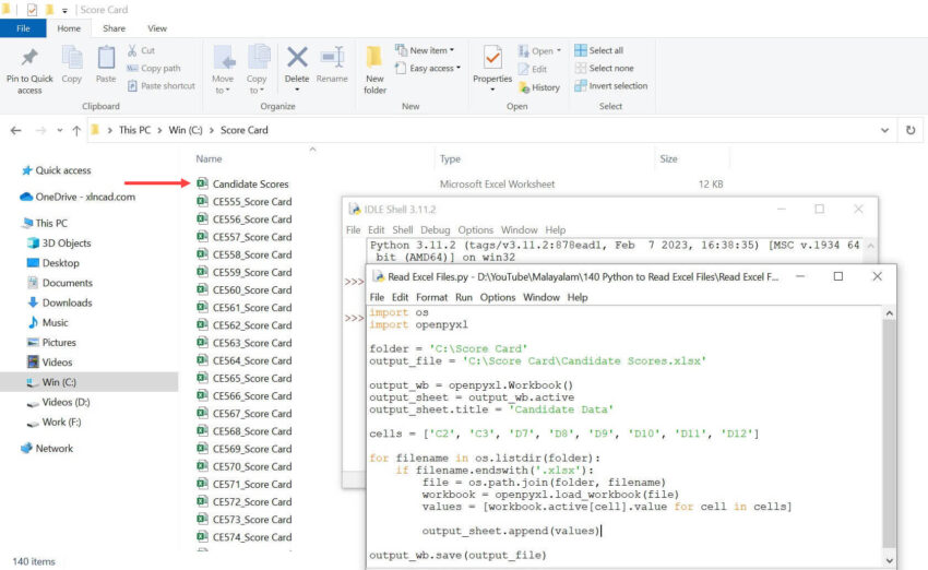 Python Program to Read Excel Files XL n CAD